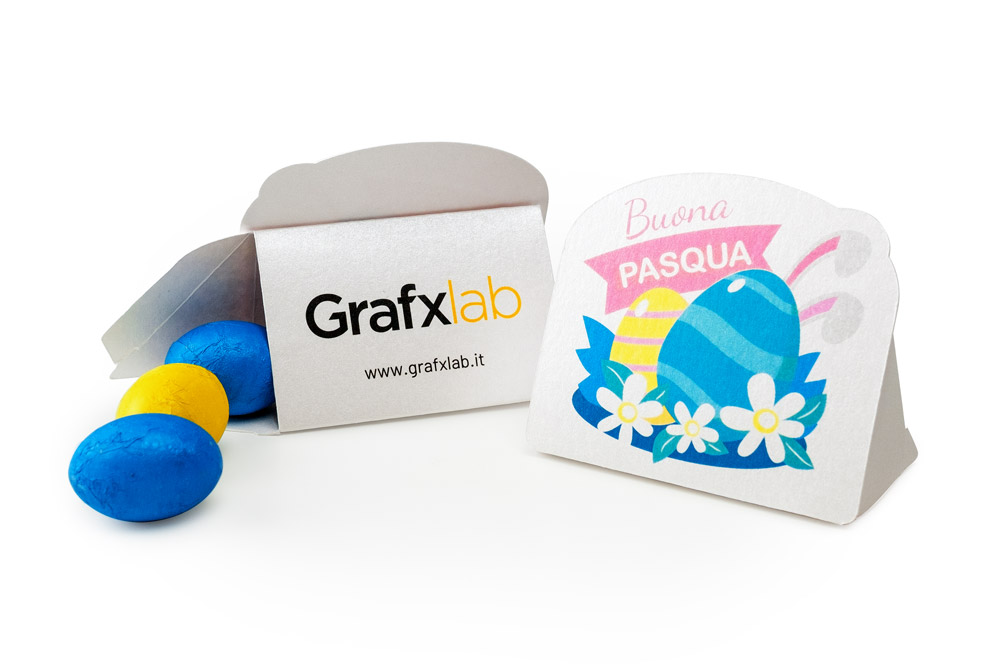 Scatola personalizzata per ovetti di cioccolato pasquali - Raccolta fondi associazioni, gadget Pasquali